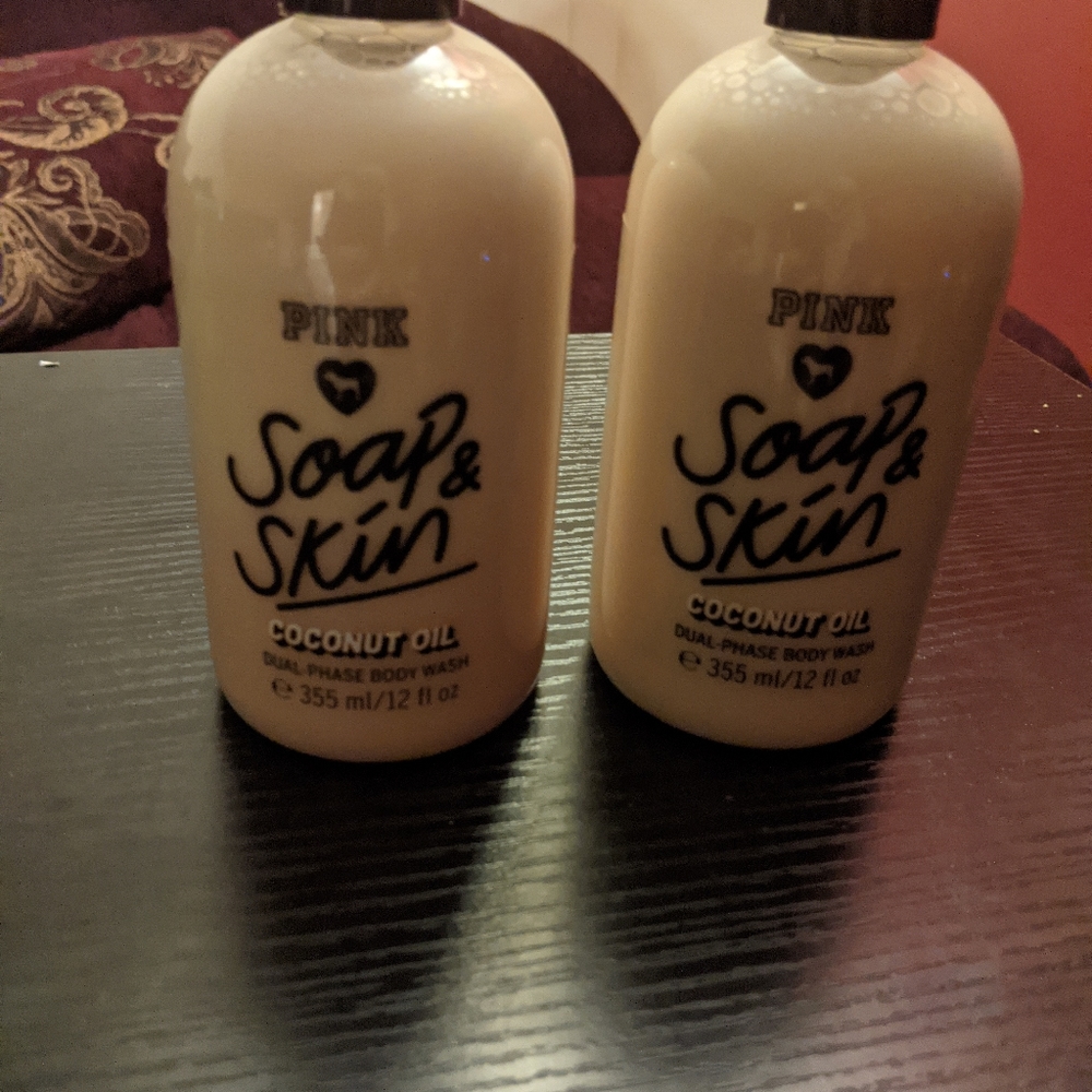 Set of 2 pink victoria's secret body washes